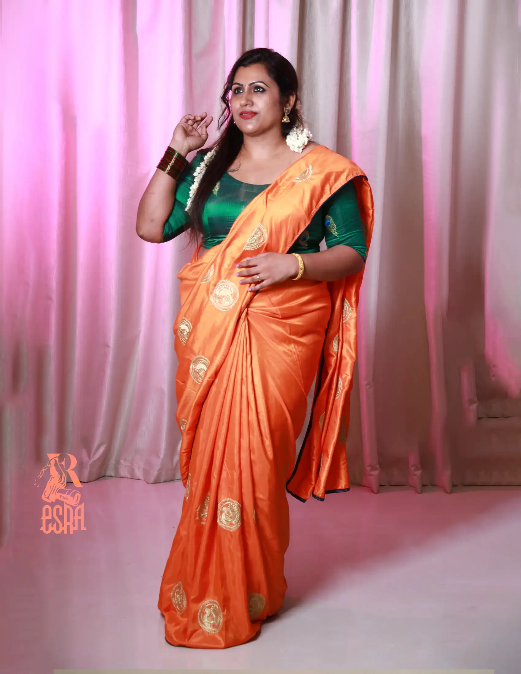 Home Orange saree fashion portrait in Dubai
